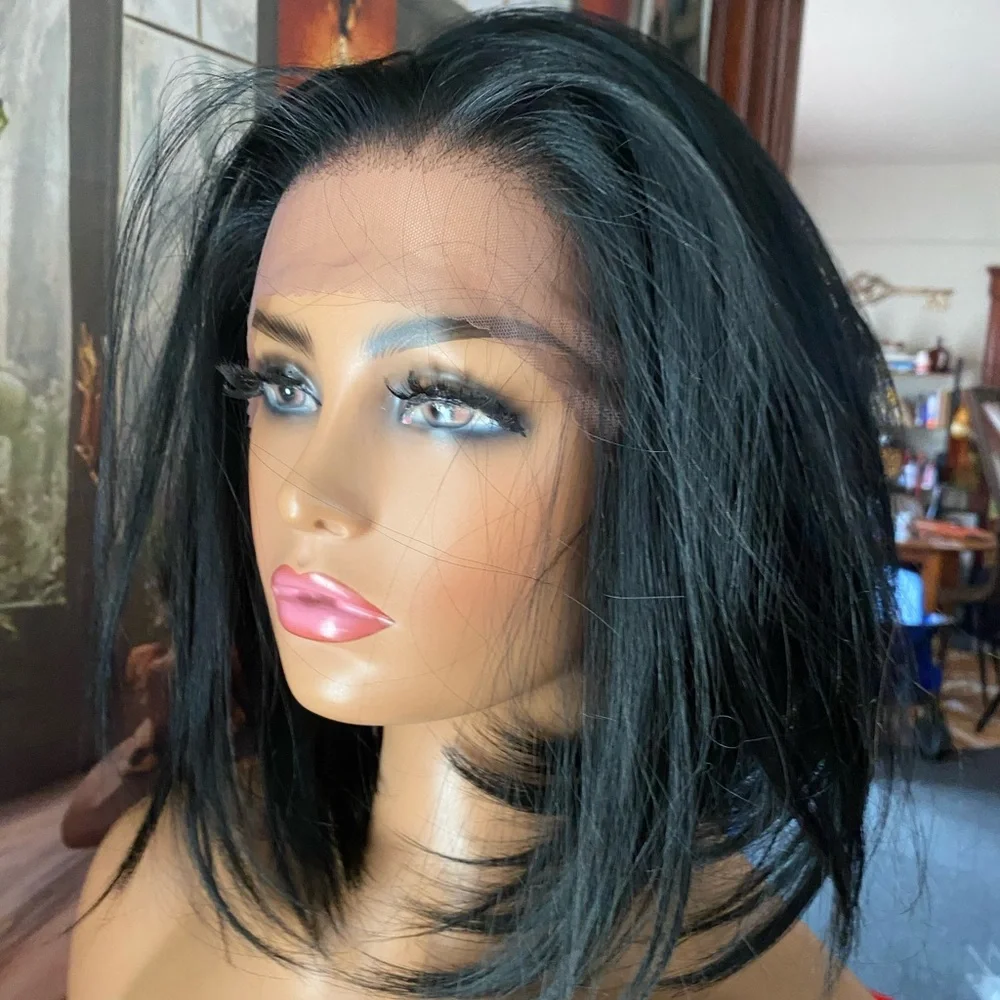 NEW! Free part Lace Front Wig - black angled bob